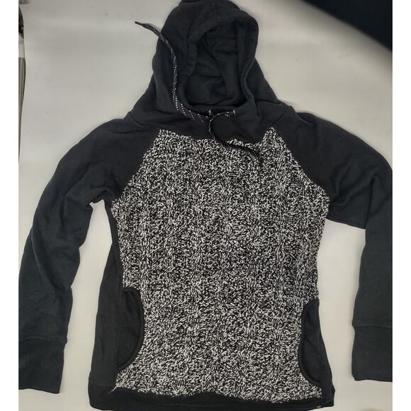 Studio by Energy Zone Black Gray Cable Knit Pullover Hoodie Sweatshirt Large - Picture 1 of 12